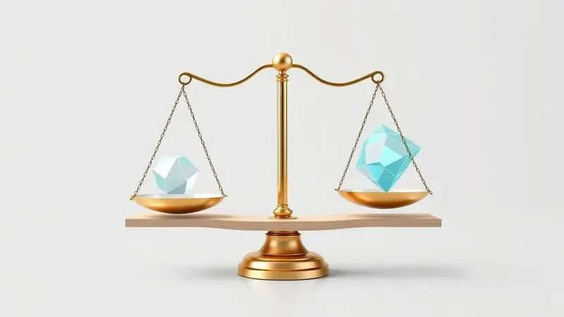 Ilustração de uma balança conceitual equilibrando tecnologia e economia, representando a análise de custo-benefício.